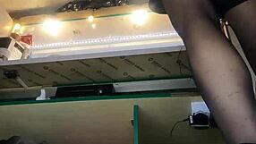 hey check this sexy milf's long legs flashing big pussy lips under miniskirt at work