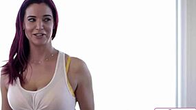 busty maids desperately lick shaved pussy juices on boss bed