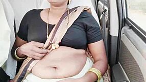 beautiful indian brunette in saree has dirty talk car sex flashing cute tits