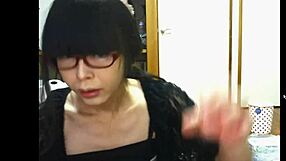 Watch this japanese shemale stroke her hard cock seductively