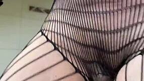 I crave my fetish workout in fishnets as athletic milf housewife with small tits