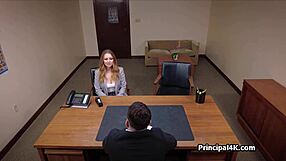 Housewife Moans on Principal's Huge Cock While Calling Home Fucked