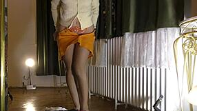 Sexy Brunette Babe Tries Lingerie And Miniskirts In Backstage Haul