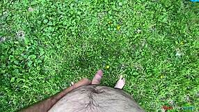 brunette's first 2024 outdoor forest solo masturbation