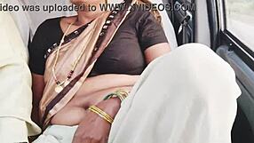 beautiful indian brunette in saree has dirty talk car sex flashing cute tits