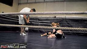 European lesbian babes grapple passionately in athletic panties wrestling