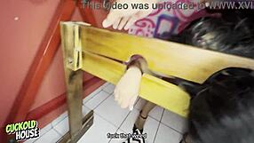 damn this naughty brazilian bride's fucking two old guys bent over in bdsm room! 🔥🍑