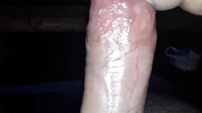 guy strokes massive long thick cock closeup view