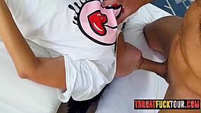 big tits latina milf gags on rough face fuck deepthroat choking till sloppy cum swallow