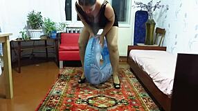 Mature Russian milf in pantyhose heels slips dress hikes big ass over beach circle fetish blows it up huge