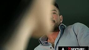 Stunning busty Nelly Kent bent over for hard double penetration pounding