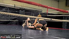 European lesbian babes grapple passionately in athletic panties wrestling