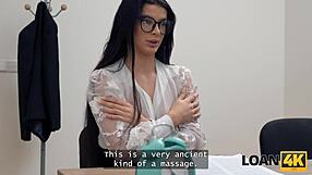 shaved teen gets rough office sex after skilful loan4k massage interview