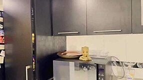 Husband ravages Mia Montiel's juicy ass bent over kitchen counter doggystyle