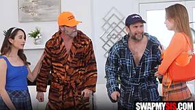 Tears flow as crippled grandpas rip clothes and swap my tiny tits in brutal group fuck