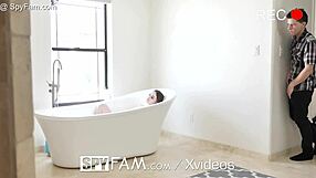 Spyfam Step Bro Creeps on Tanning Step Sis Bent Over