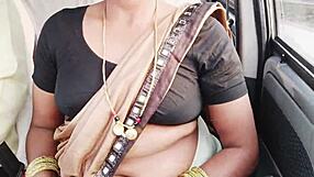 beautiful indian brunette in saree has dirty talk car sex flashing cute tits