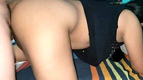 single latina milf bent over on balcony gets her thick hairy pussy pounded rough while kids play outside