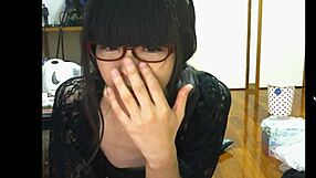 Watch this japanese shemale stroke her hard cock seductively