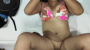 Beautiful blonde sucks cock on bed edge till she milks cum