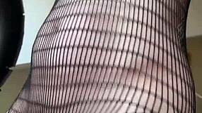 I crave my fetish workout in fishnets as athletic milf housewife with small tits