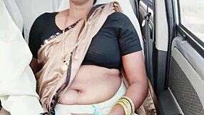 beautiful indian brunette in saree has dirty talk car sex flashing cute tits