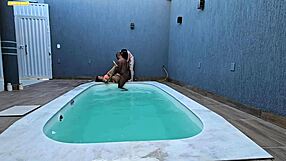 She called for pool fun but craved raw fucking on camera outside