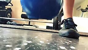 Tall Giantess Spies On Your Tiny Cock During Intense Fetish Workout