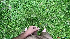 brunette's first 2024 outdoor forest solo masturbation