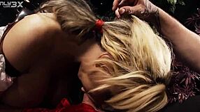 damn i got lost in the woods fucking busty amy andersson's huge tits pussy stockings