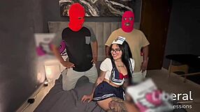 marinera got bent over and fucked hard by her two captains in the boat