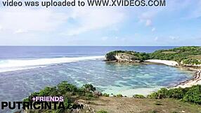 Asian Babe Putri Cinta Fingers Tight Asshole on Beach, Pussy Dripping Wet