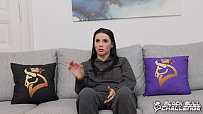 Nelly kent strips teases big tits for black bull challenge