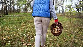 sexy milf teases huge ass in tight jeans through forest outdoor nature fetish walk