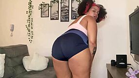 Drunk chubby ebony babe with huge saggy tits drinks coke burps farts and spreads curvy ass