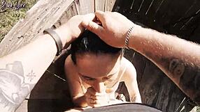 wanna see this slut get facefucked outdoors and swallow every drop in the hunting tower?