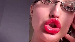 Big lipstick lips and long tongue tease you with dirty cuckold joi talk