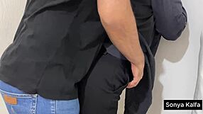 how's this horny hijab neighbor taking standing doggy?