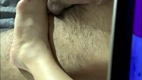 Feels so naughty playing with his throbbing cock while he watches porn and ignores my wet pussy