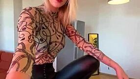 sophie van loo in gray leggings and high heels sets the kitchen counter on fire with her sexy legs and tits?