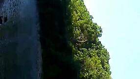 Interracial pair hooks up publicly outdoors