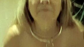 Watch this chained French maid strip tease with nipple clamps belt and explosive vibrator orgasm