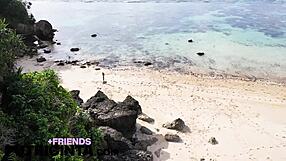 Asian Babe Putri Cinta Fingers Tight Asshole on Beach, Pussy Dripping Wet