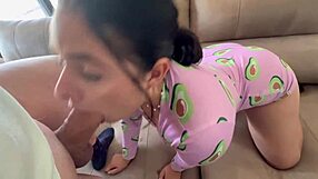 Pretty Brunette Can't Resist Sucking Any Cock She Spots Immediately