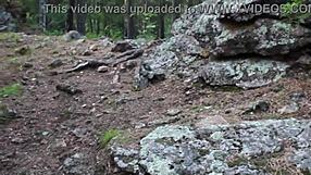 Spy this brunette milf's naked outdoor walk with long legs and feet?