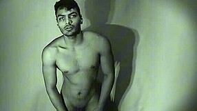 Bodybuilder strokes monster cock in hot grayscale solo