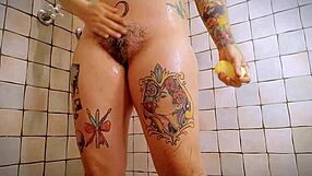 hey giantess lets you watch her shave huge pussy in shower be careful