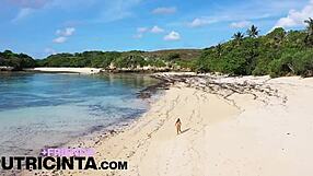 Asian Babe Putri Cinta Fingers Tight Asshole on Beach, Pussy Dripping Wet