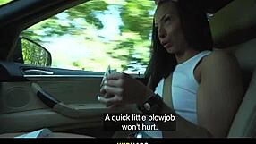 ride arranged in car? now petite tattooed euro babe bounces on monster cock cowgirl to facial 😈🍆💦