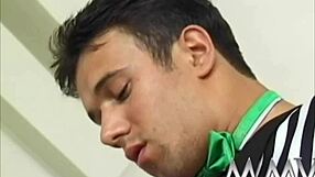 Retro blonde bombshell chokes on monster cock before facial blast